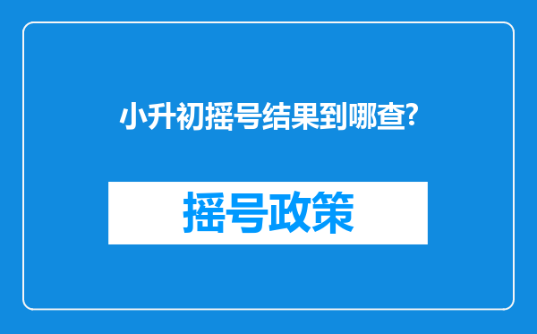 小升初摇号结果到哪查?