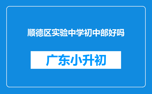 顺德区实验中学初中部好吗