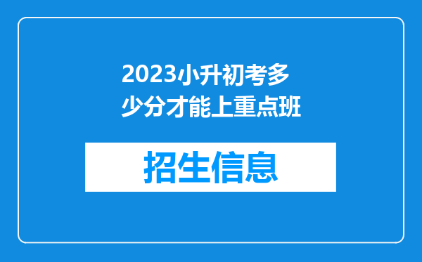 2023小升初考多少分才能上重点班