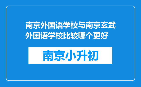 南京外国语学校与南京玄武外国语学校比较哪个更好