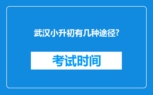 武汉小升初有几种途径?