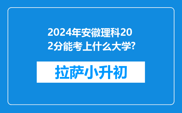 2024年安徽理科202分能考上什么大学?