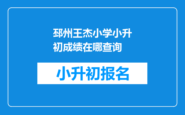 邳州王杰小学小升初成绩在哪查询