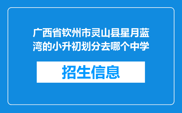 广西省钦州市灵山县星月蓝湾的小升初划分去哪个中学