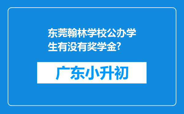 东莞翰林学校公办学生有没有奖学金?