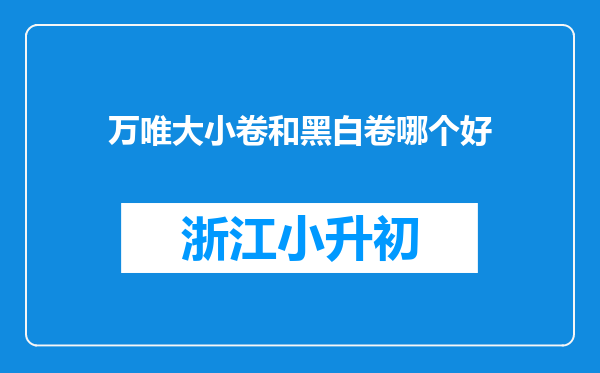 万唯大小卷和黑白卷哪个好