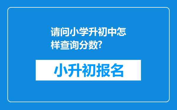 请问小学升初中怎样查询分数?