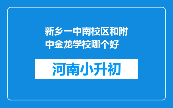 新乡一中南校区和附中金龙学校哪个好