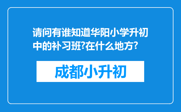 请问有谁知道华阳小学升初中的补习班?在什么地方?