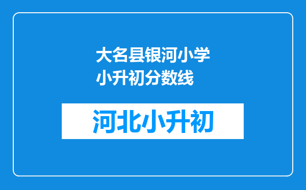 大名县银河小学小升初分数线