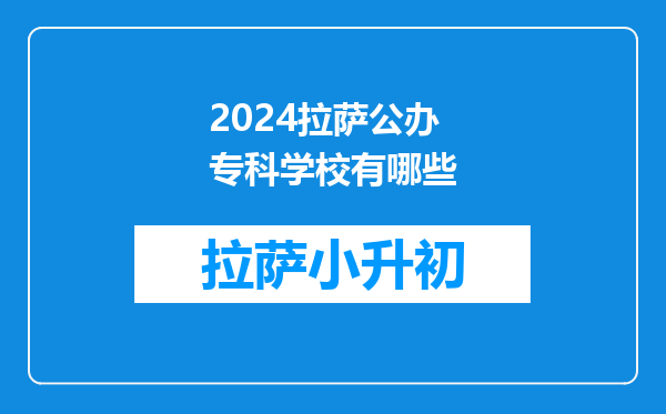 2024拉萨公办专科学校有哪些