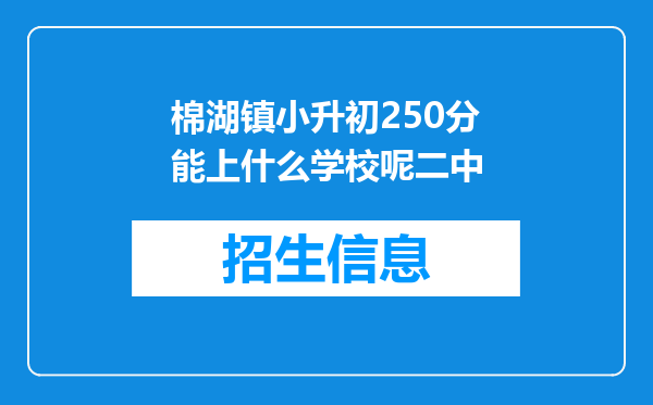 棉湖镇小升初250分能上什么学校呢二中