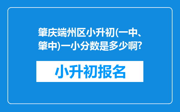 肇庆端州区小升初(一中、肇中)一小分数是多少啊?