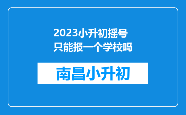 2023小升初摇号只能报一个学校吗