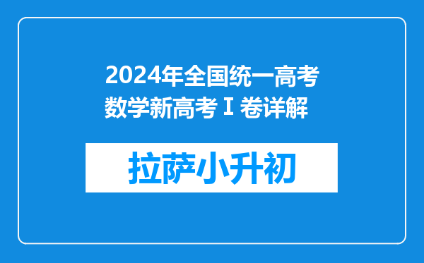 2024年全国统一高考数学新高考Ⅰ卷详解