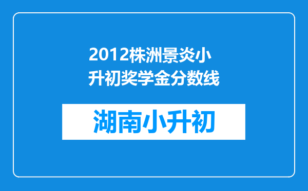 2012株洲景炎小升初奖学金分数线