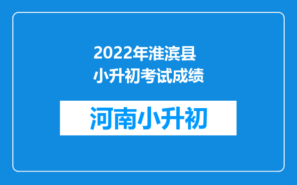 2022年淮滨县小升初考试成绩