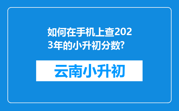 如何在手机上查2023年的小升初分数?