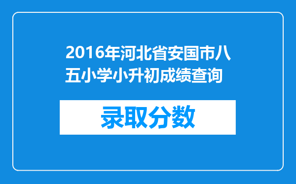 2016年河北省安国巿八五小学小升初成绩查询