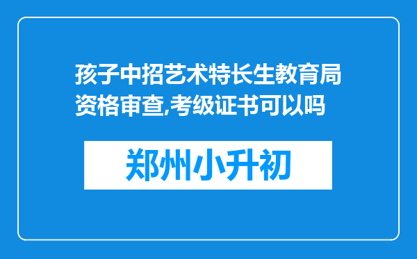 孩子中招艺术特长生教育局资格审查,考级证书可以吗