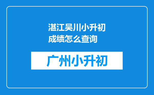 湛江吴川小升初成绩怎么查询