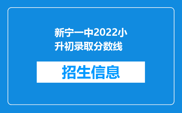 新宁一中2022小升初录取分数线