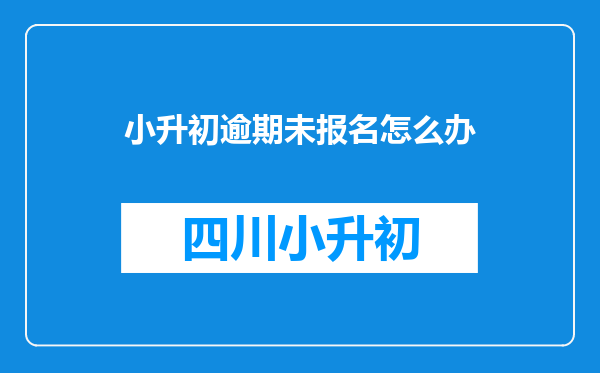 小升初逾期未报名怎么办