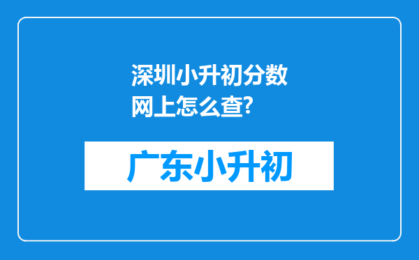 深圳小升初分数网上怎么查?