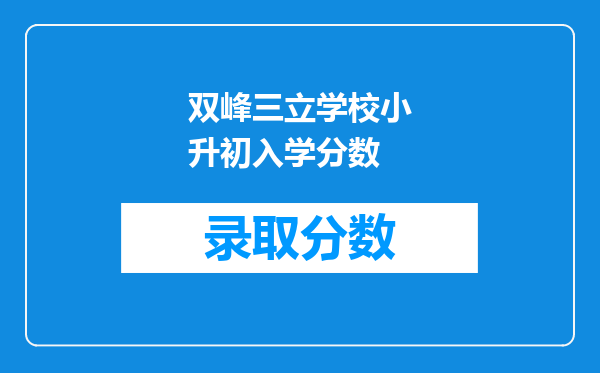 双峰三立学校小升初入学分数