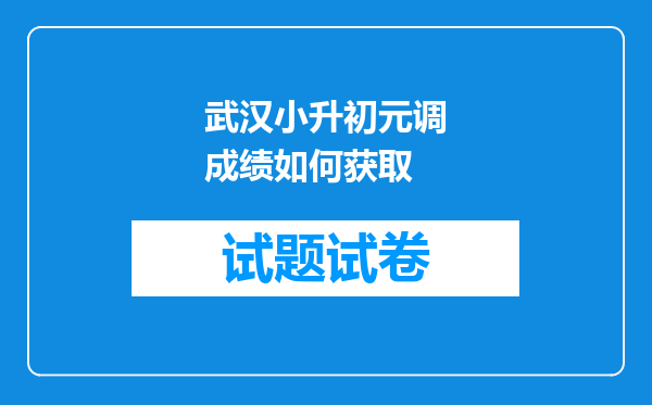 武汉小升初元调成绩如何获取