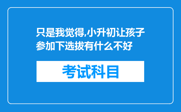 只是我觉得,小升初让孩子参加下选拔有什么不好