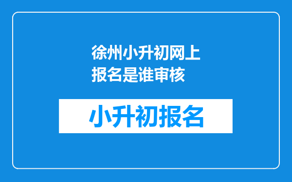 徐州小升初网上报名是谁审核