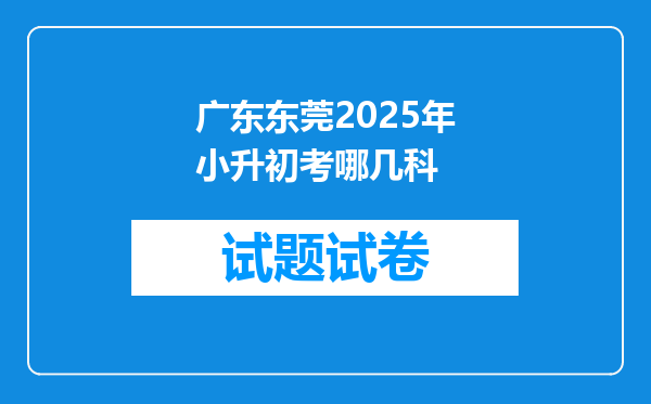 广东东莞2025年小升初考哪几科