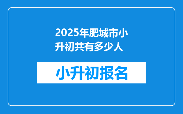 2025年肥城市小升初共有多少人