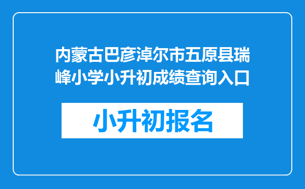 内蒙古巴彦淖尔市五原县瑞峰小学小升初成绩查询入口