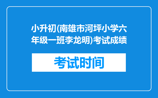 小升初(南雄市河坪小学六年级一班李龙明)考试成绩