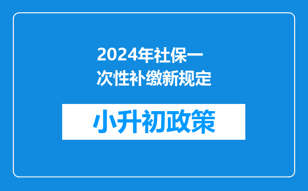 2024年社保一次性补缴新规定