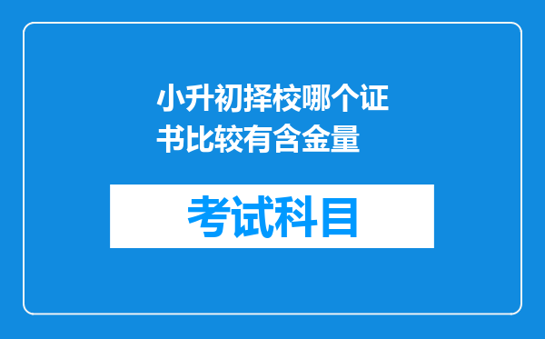 小升初择校哪个证书比较有含金量