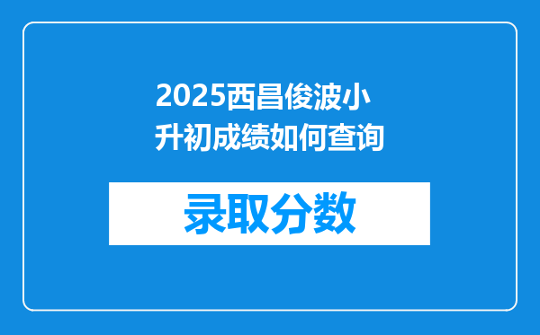 2025西昌俊波小升初成绩如何查询