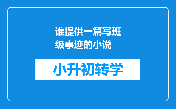 谁提供一篇写班级事迹的小说