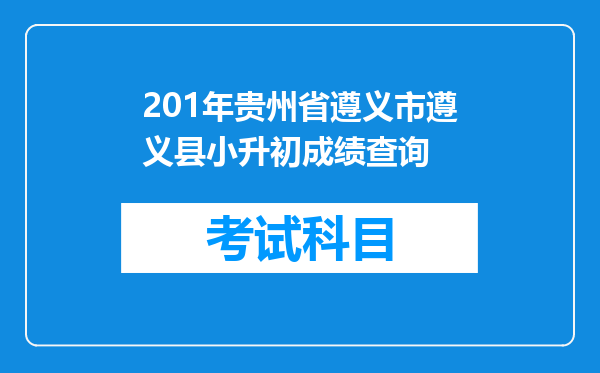 201年贵州省遵义市遵义县小升初成绩查询