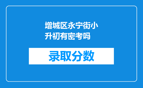 增城区永宁街小升初有密考吗