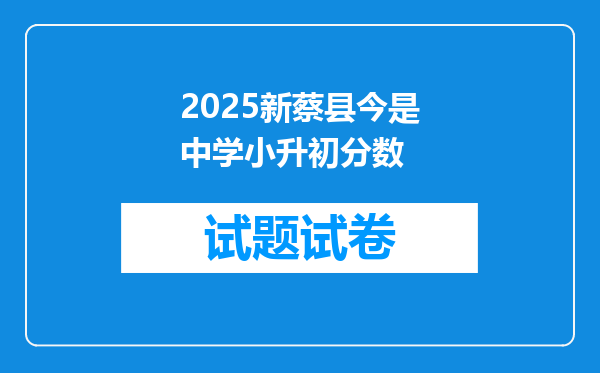 2025新蔡县今是中学小升初分数