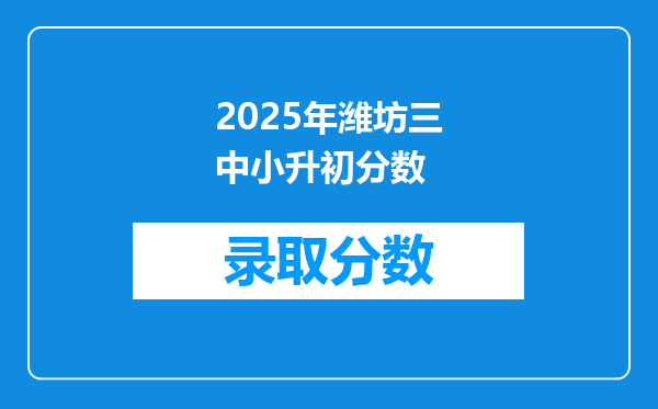 2025年潍坊三中小升初分数