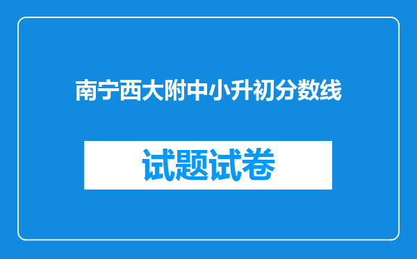 南宁西大附中小升初分数线