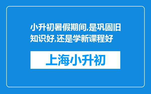 小升初暑假期间,是巩固旧知识好,还是学新课程好