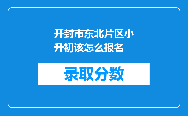 开封市东北片区小升初该怎么报名