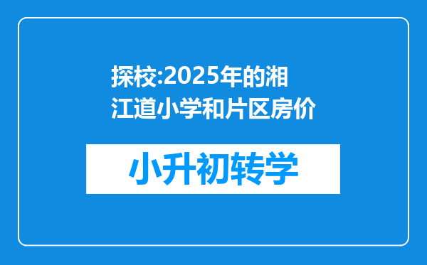 探校:2025年的湘江道小学和片区房价