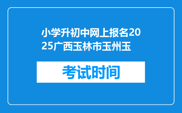 小学升初中网上报名2025广西玉林市玉州玉