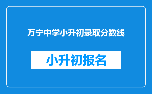 万宁中学小升初录取分数线